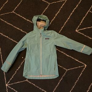 Patagonia girls teal raincoat